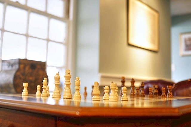 playing chess in reading room